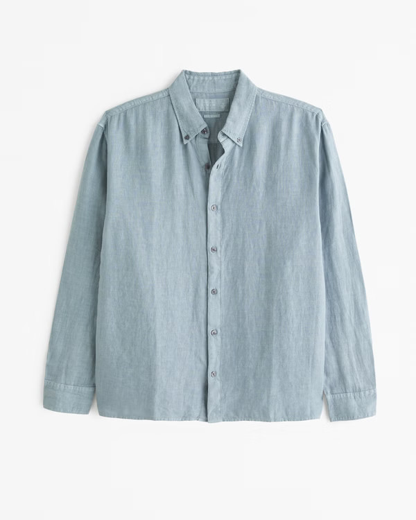 Linen Button-Up Shirt | Abercrombie & Fitch (US)