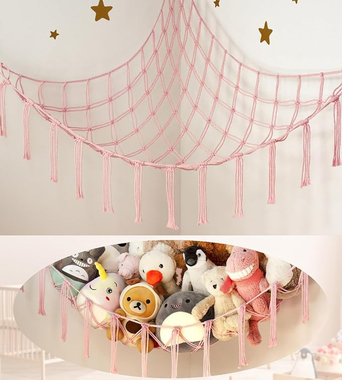 Stuffed Animal Storage Hammock Corner Net - Pink Room Christmas Decor for Teen Girls - Toys Stora... | Amazon (US)