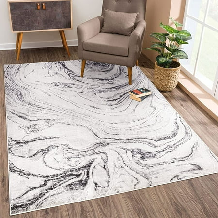 6x9 Rug - Charcoal/Gray Modern Abstract Marble Area Rug for Living Room Bedroom Dining Room and Kitc | Walmart (US)