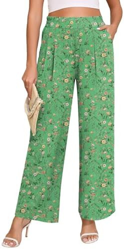 Askyes Women's Wide Leg Lounge Pants with Pockets Lightweight High Waisted Loose Trousers Work Ca... | Amazon (US)