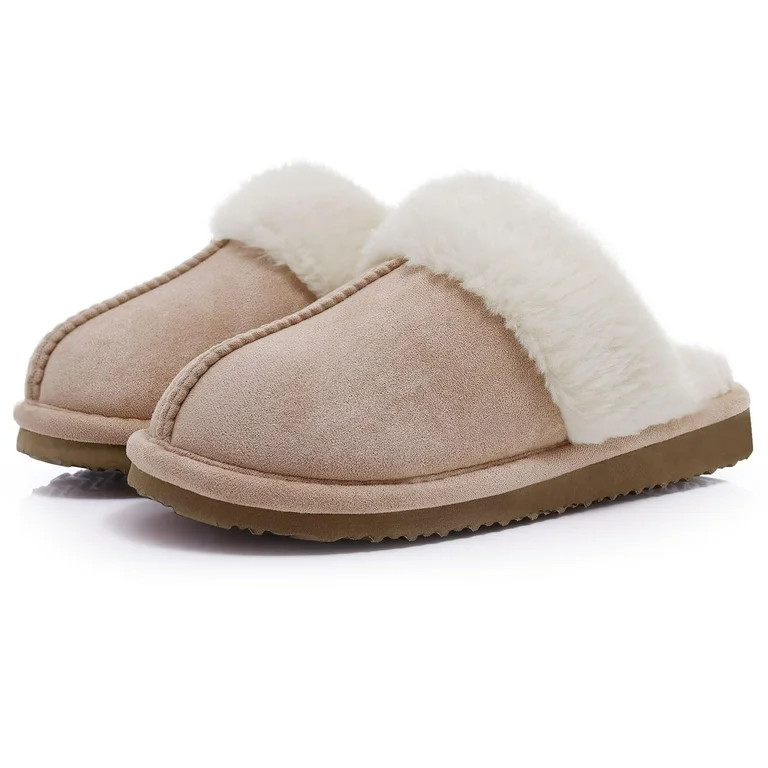 Litfun Women's Fuzzy Memory Foam Slippers Warm Comfy Winter House Shoes, Apricot, Size 6-6.5 | Walmart (US)