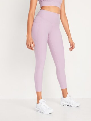 High-Waisted PowerSoft Rib-Knit Side-Pocket 7/8-Length Leggings for Women | Old Navy (US)