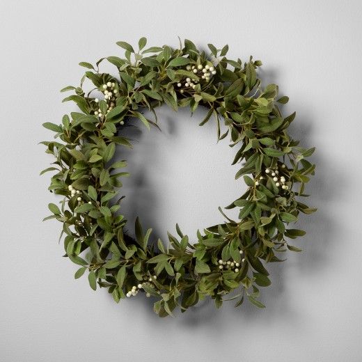 Artificial Lamb Ear and White Berry Wreath (24") - Hearth & Hand™ with Magnolia | Target