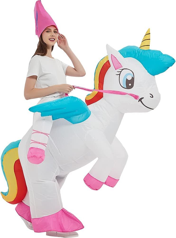 One Casa Inflatable Unicorn Costume Riding On Unicorn Air Blow up Funny Fancy Dress Party Hallowe... | Amazon (US)