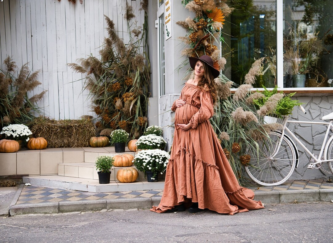 Boho Maternity Dress Maternity Dress for Photoshoot Boho Pregnancy Dress Autumn Photoshoot Dress ... | Etsy (US)