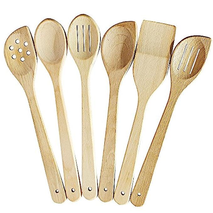 Healthy Cooking Utensils Set - 6 Wooden Spoons For Cooking – Natural Nonstick Hard Wood Spatula and  | Amazon (US)