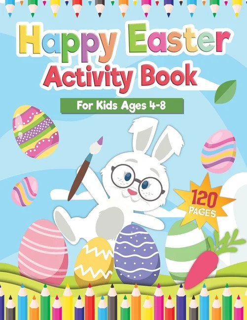 Happy Easter Activity Book for Kids Age 4-8 : Includes Cut and Paste / Mazes / Math Games / Match... | Walmart (US)