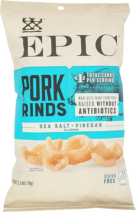 EPIC Sea Salt and Vinegar Pork Rinds, Keto Friendly, Protein Snacks, 2.5 oz | Amazon (US)