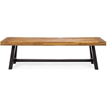 Christopher Knight Home 300496 Colonial Outdoor Sand Finish Acacia Wood & Rustic Metal Bench, Black | Amazon (US)