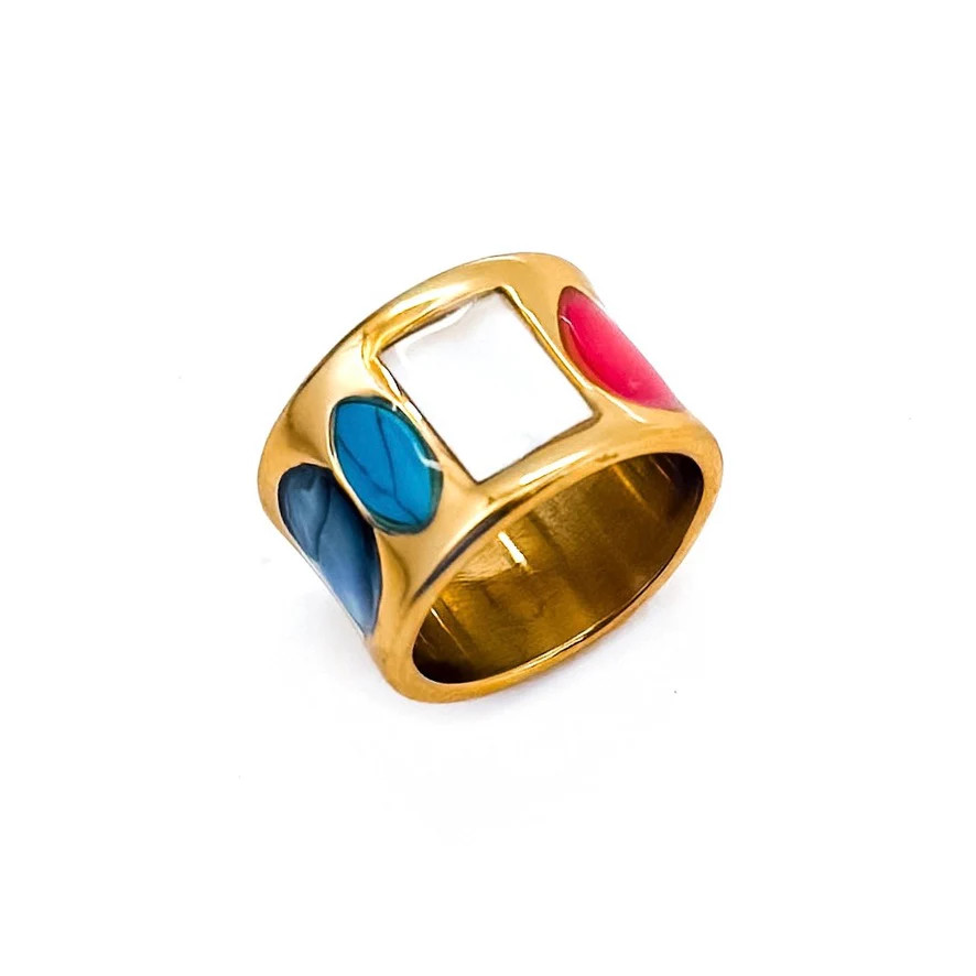 Roxy Thick Band Mixed Stone Ring - Beljoy Jewelry | BÉLJOY