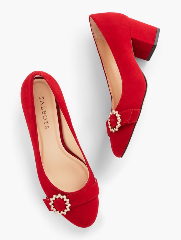 Isa Buckle Suede Pumps | Talbots