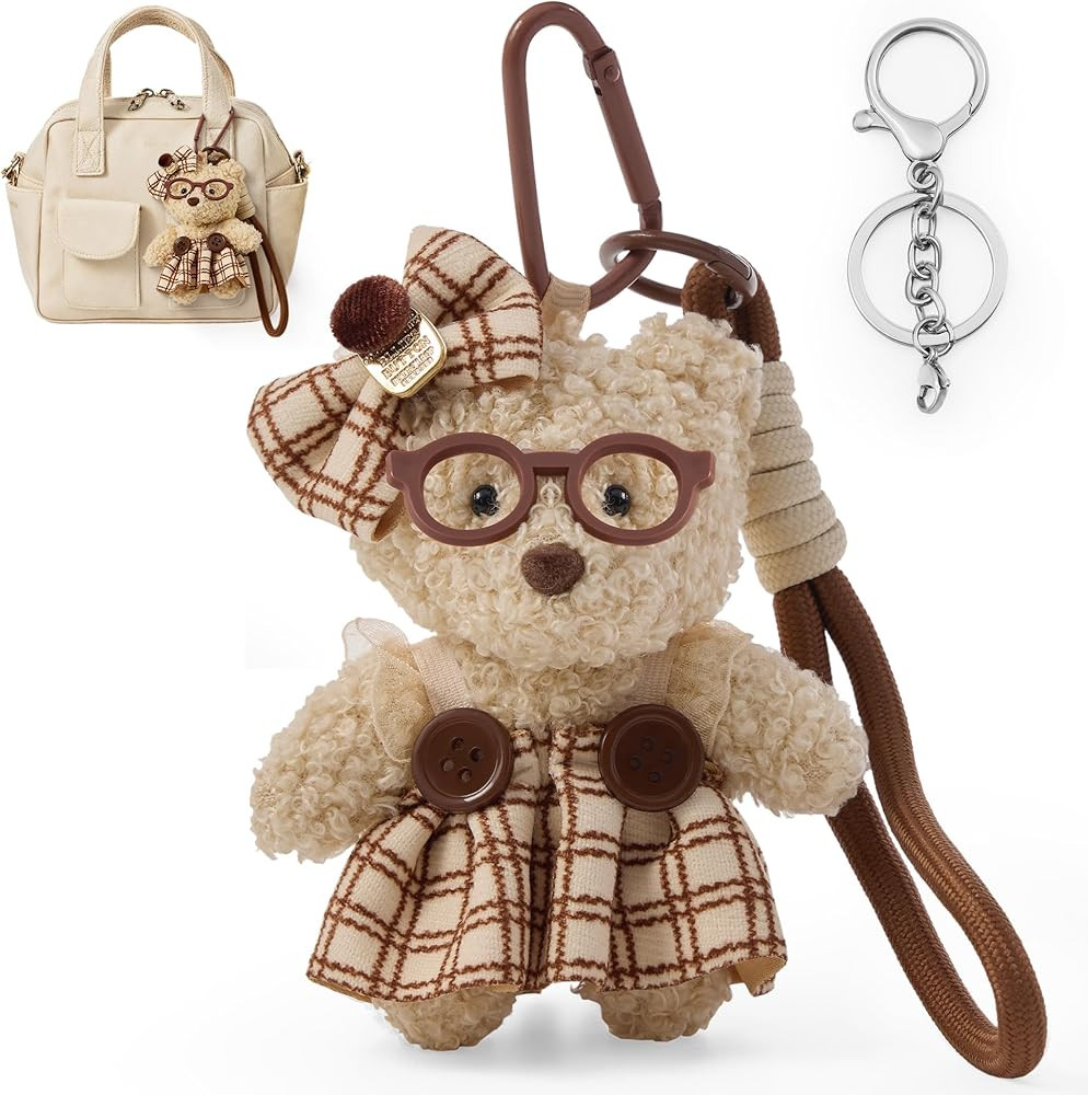 Plush Bear & Bunny Keychain and Bag Charm 2 in 1 – Cute Bag Charm for Purse, Handbag, Backpack ... | Amazon (US)