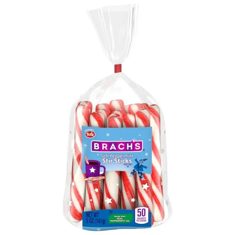 Brach's Holiday Soft Peppermint Stir Sticks Bag, Hot Chocolate Stir Sticks, 5 oz | Walmart (US)
