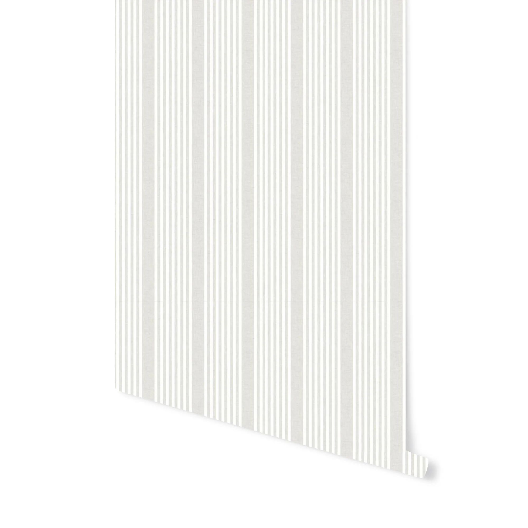 French Stripe Wallpaper in Beige | Brooke and Lou