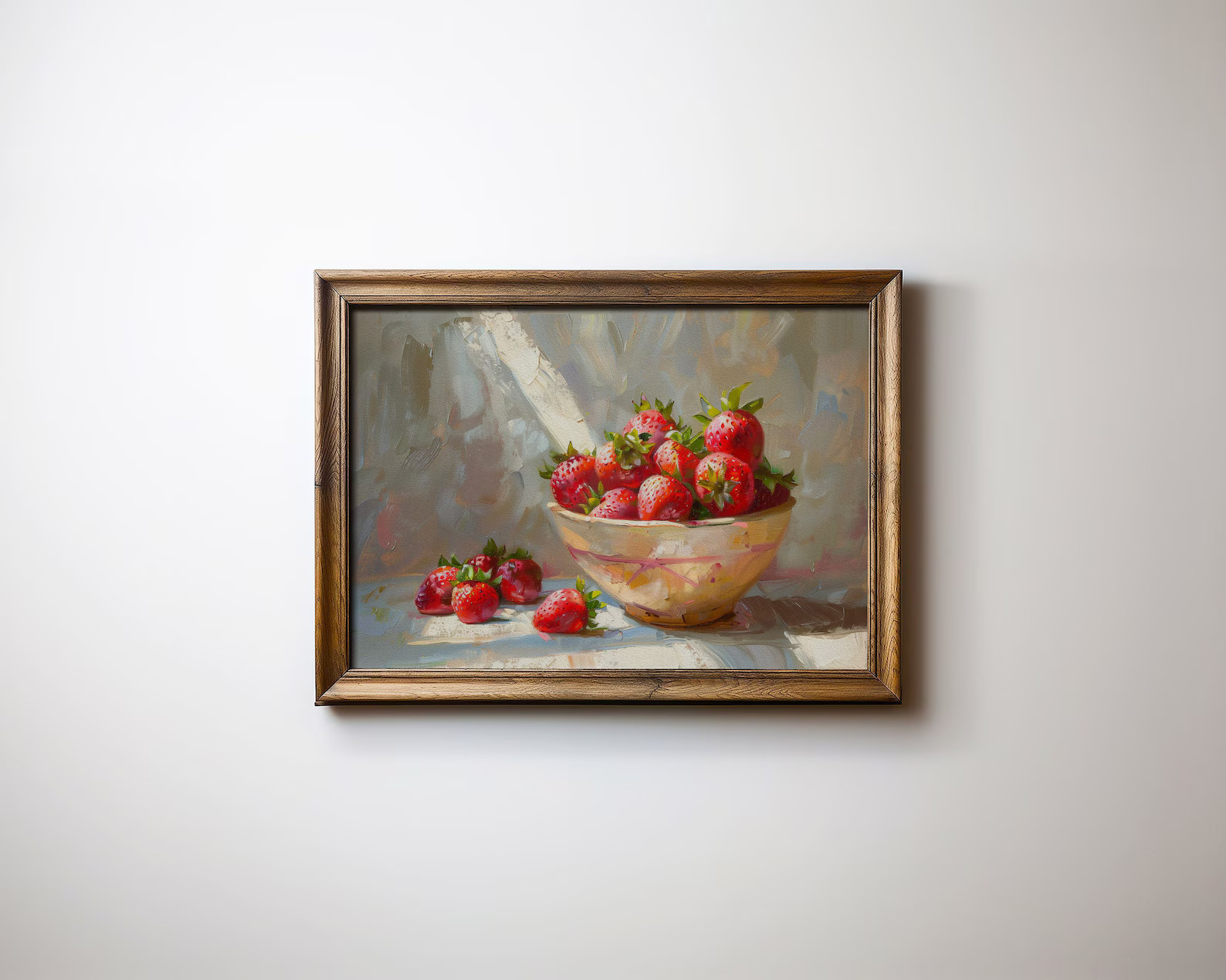 Strawberries Bowl Oil Painting Print: Kitchen Bar Decor (Digital Download) | Etsy (US)