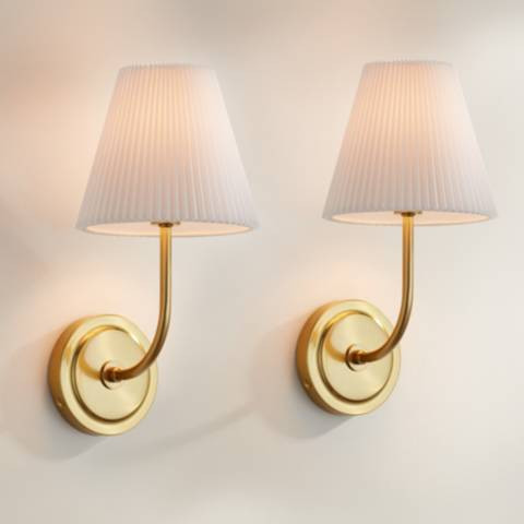 Possini Euro Nina 14" High Gold Plate Wall Sconce Set of 2 | Lamps Plus