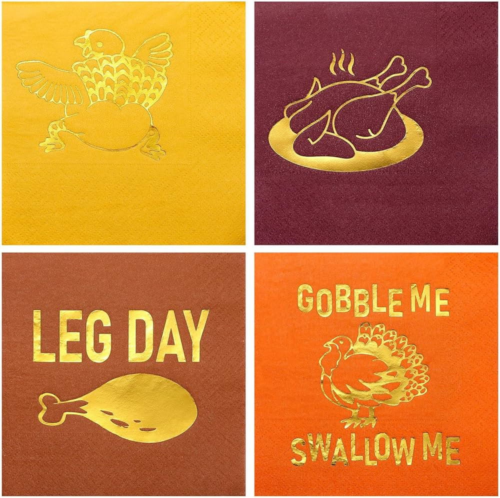 100 Pcs Funny Thanksgiving Napkins Thanksgiving Paper Napkins Disposable Thanksgiving Cocktail Be... | Amazon (US)