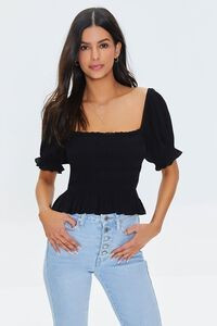 Smocked Puff-Sleeve Top | Forever 21 (US)