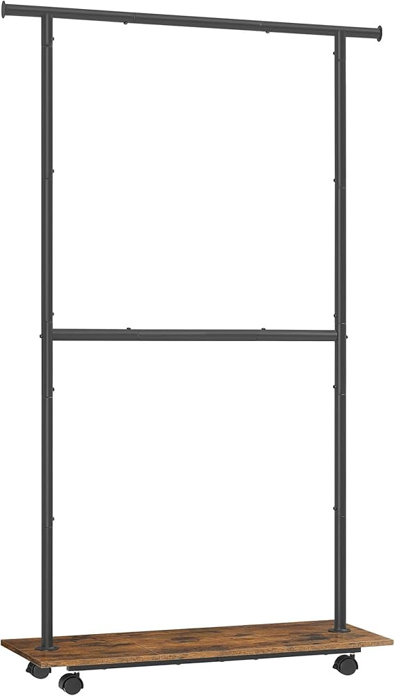 SONGMICS Clothes Rack with Wheels, Middle Rod Clothing Rack for Hanging Clothes, 38.8 Inches Garm... | Amazon (US)