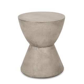Noble House Montreal Light Grey Round Stone Outdoor Patio Side Table 83468 - The Home Depot | The Home Depot
