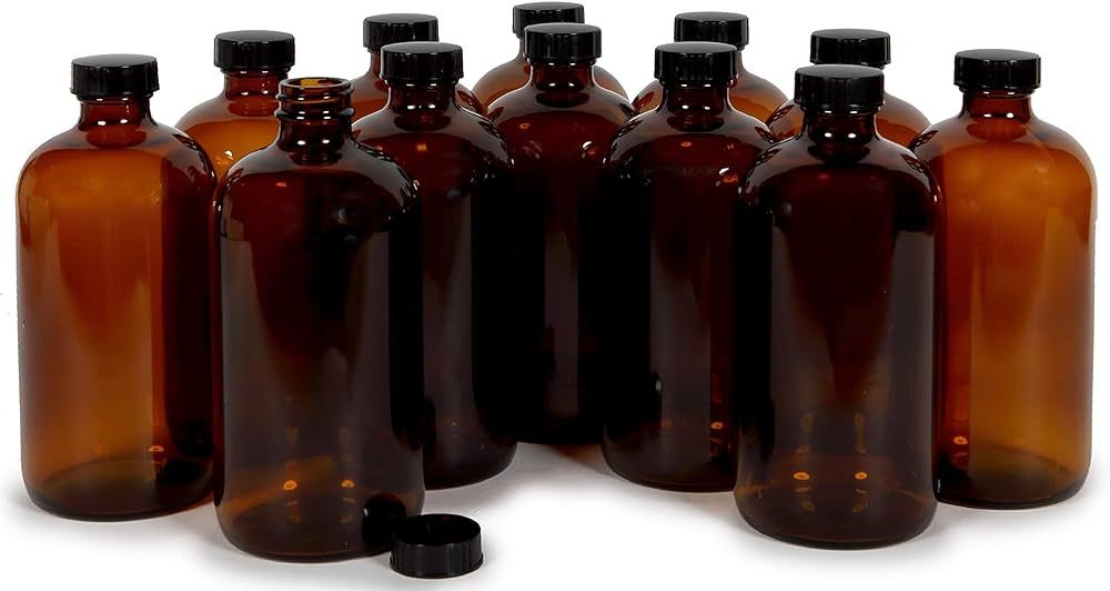 Vivaplex, 12, Amber, 16 oz Glass Bottles, with Lids | Amazon (US)