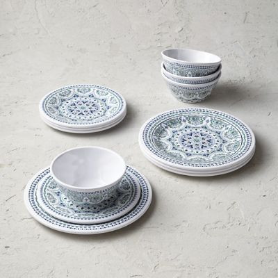 Millie Tile Melamine 12-piece Dinnerware Set | Frontgate | Frontgate
