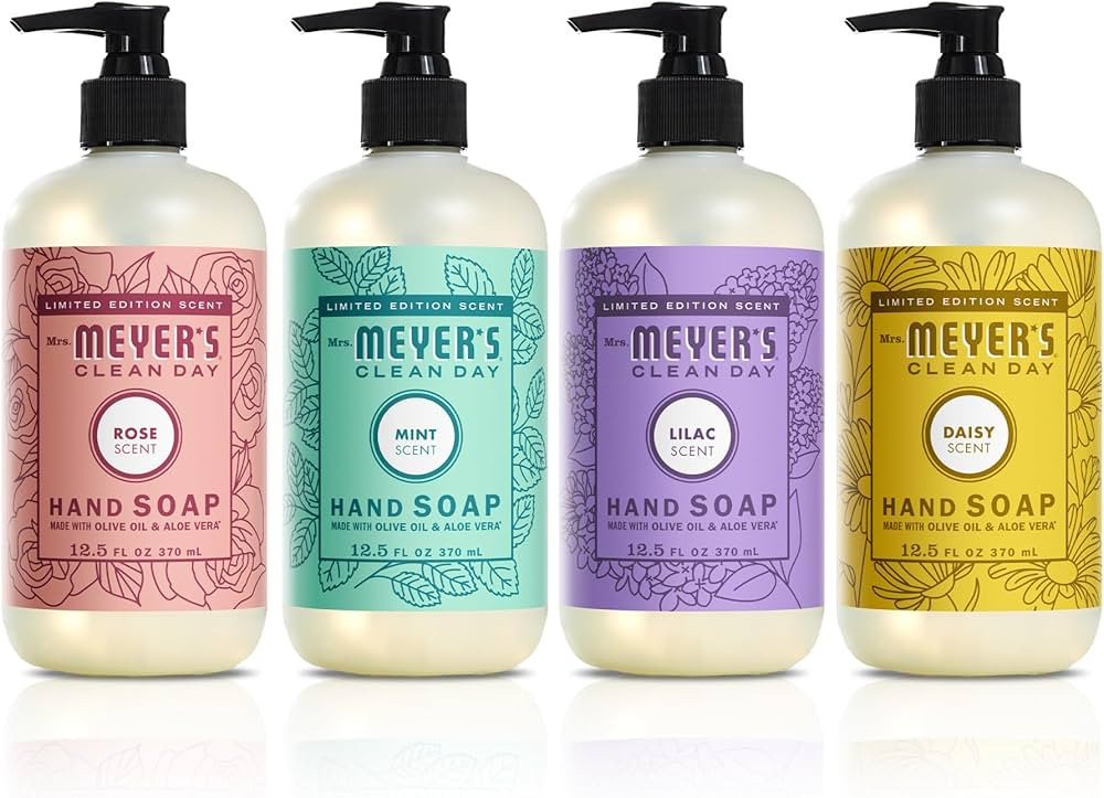 Mrs. MEYER'S Clean Day Spring Hand Soap Set, includes Lilac, Rose, Mint, and Daisy | Amazon (US)