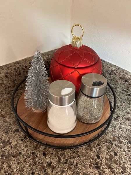 Just decorated my kitchen nook for Christmas! I linked some similar home decor products ❤️ The ornament candy jar was a gift to me, but the sticker on the bottom says FTD. The tree is from the Target dollar spot. 

#LTKhome #LTKSeasonal #LTKHoliday