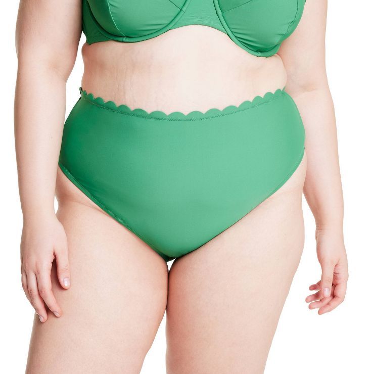 Women's Scallop Edge High Waist Medium Coverage Bikini Bottom - RHODE x Target Green | Target