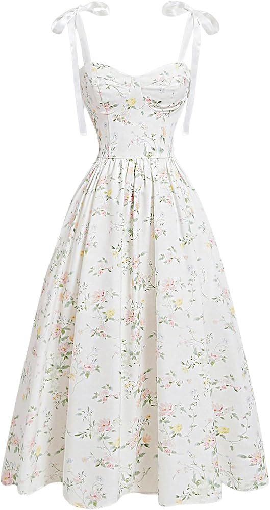 GORGLITTER Women's Floral Tea Party Dresses Summer Easter Bow Tie Cocktail Prom Wedding Guest Vac... | Amazon (US)