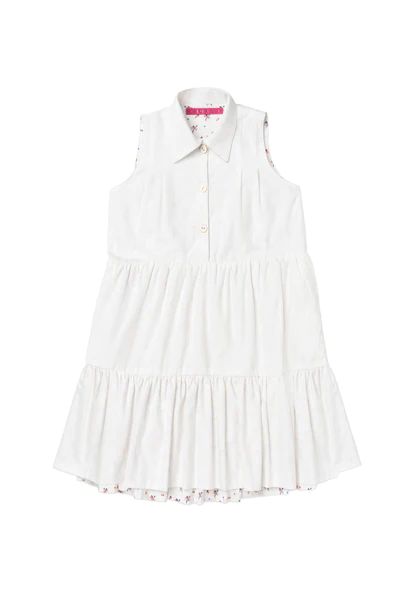 Reversible Tiered Mini Dress - White Textured Cotton & Floral - PRE-SALE | Shop BURU