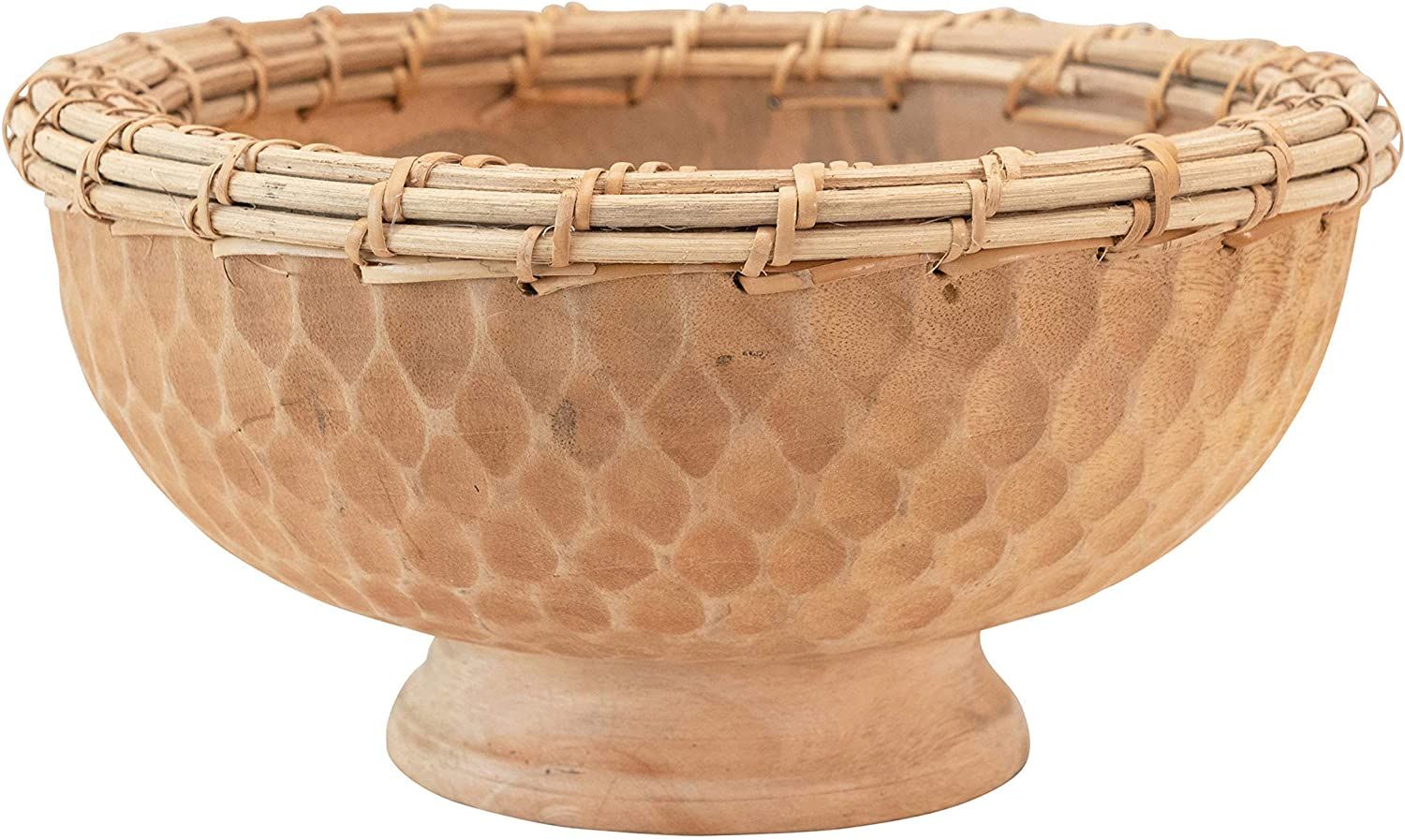 Creative Co-Op Hand-Carved Mango Wood & Woven Arurog Bowl, Naturan | Amazon (US)