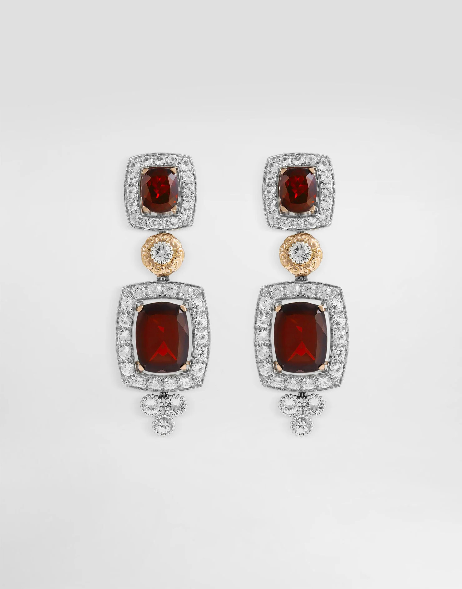 Eleganza Earrings 18-carat white and rose gold, garnets, and sapphires | Dolce & Gabbana US