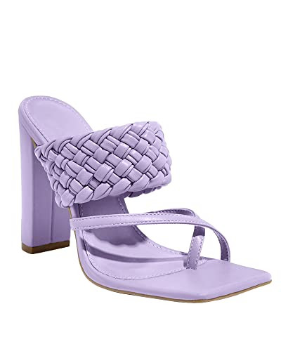 Dghaixing Women's Heeled Sandals Square Toe Block Heel Braided Backless High Heel Thong Sandals C... | Amazon (US)