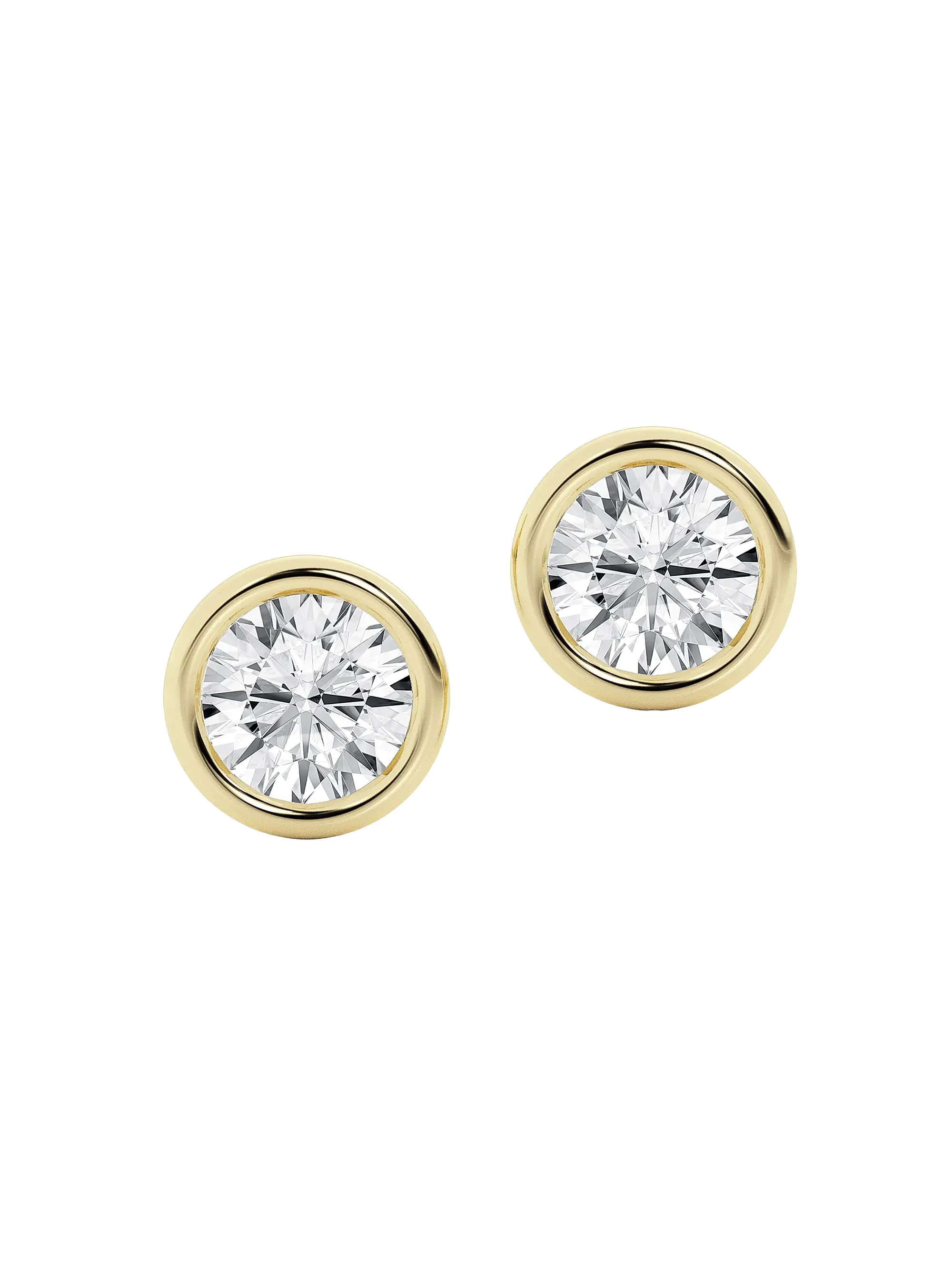 14K Gold & 0.50-6.00 TCW Lab-Grown Diamond Bezel Set Stud Earrings | Saks Fifth Avenue