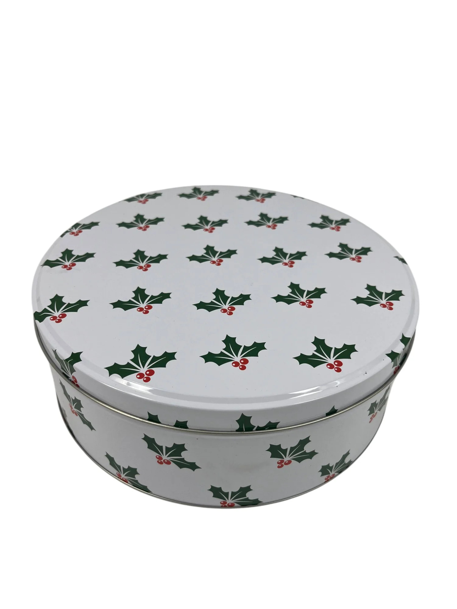 Holly Large Round Gift Tin, White, 9.75" x 3.75", 1 Count, by Holiday Time - Walmart.com | Walmart (US)