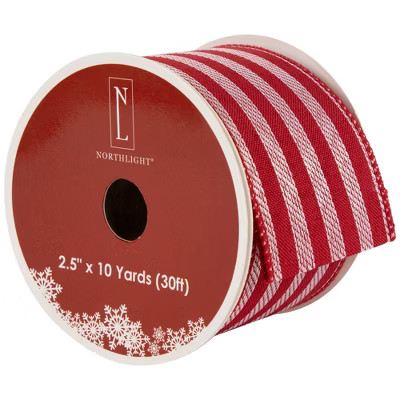 Northlight Red and White Striped Wired Craft Christmas Ribbon 2.5" x 10 Yards | Target