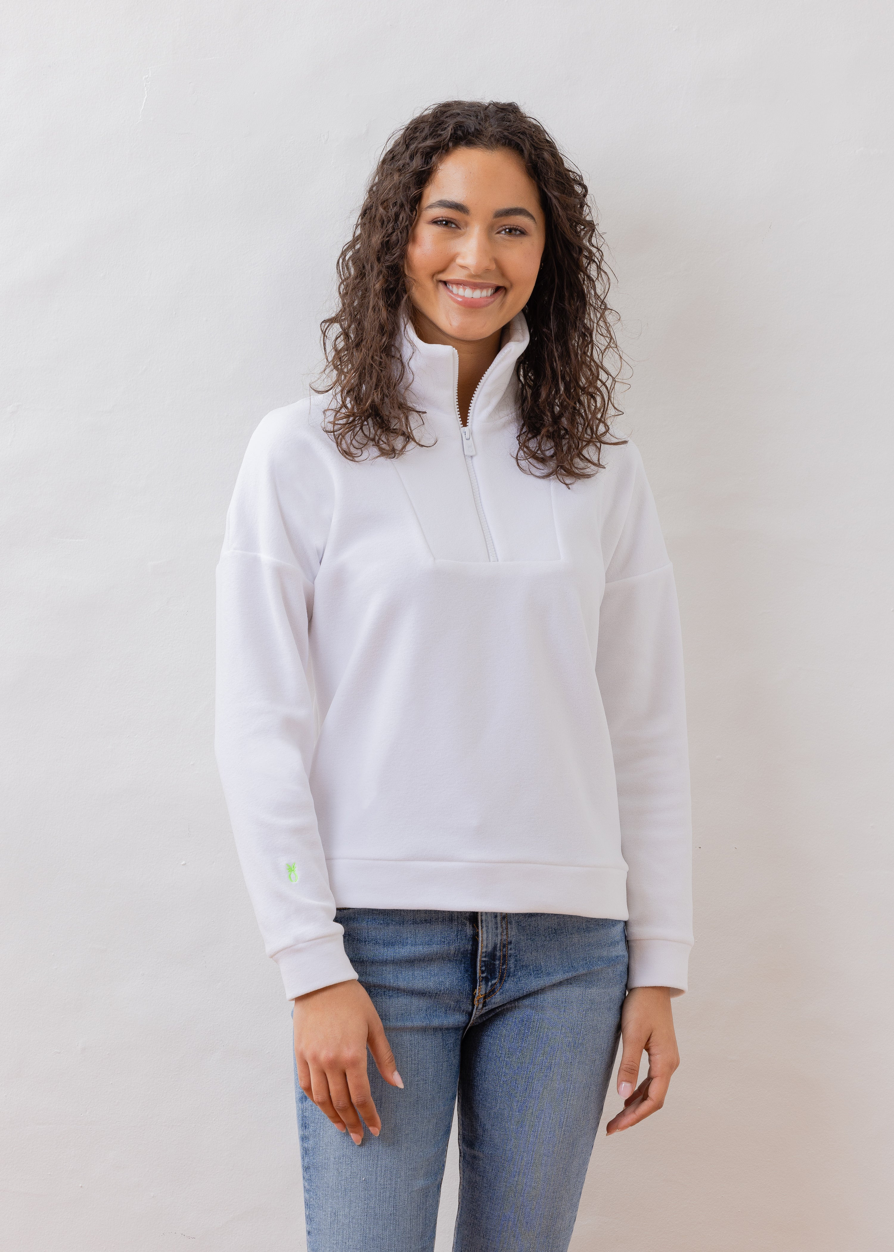 Putnam Pullover in Terry Fleece (White) | Dudley Stephens