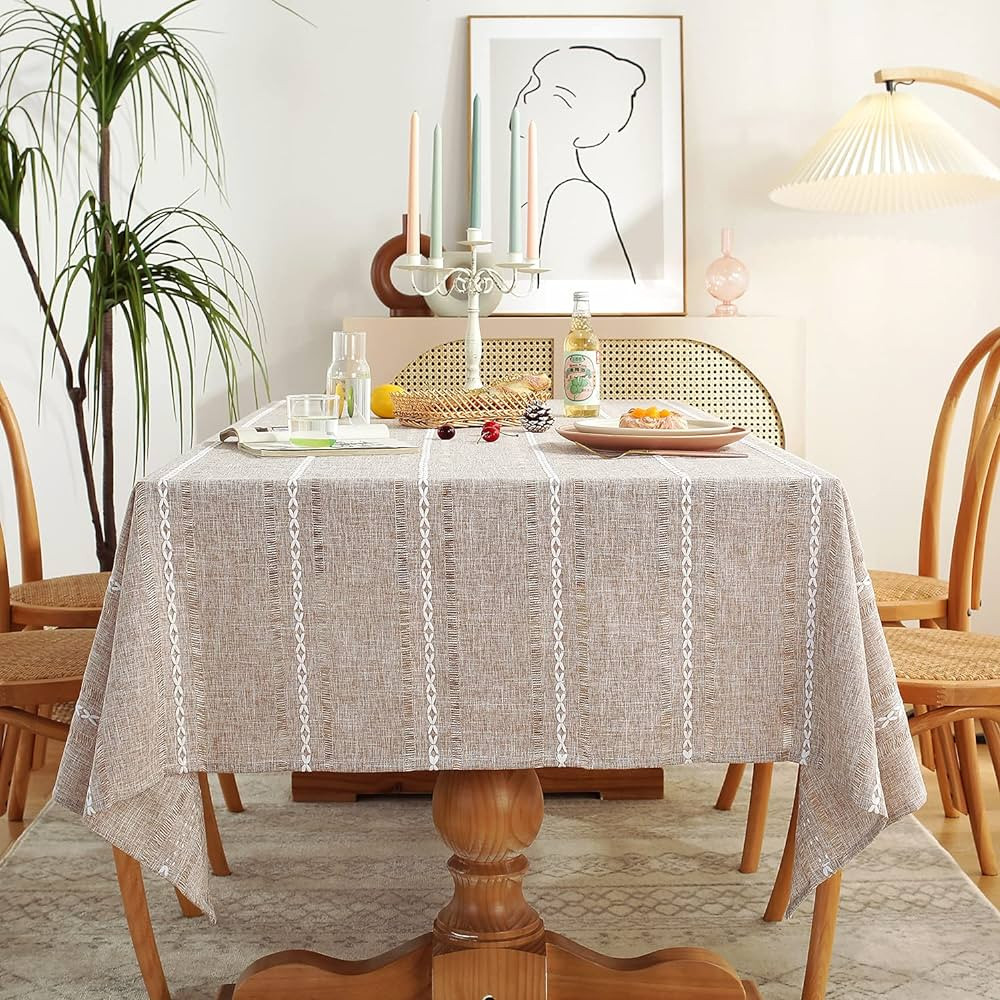 Chassic 60 x 120 inches Farmhouse Style Linen tablecloths, Wrinkle Resistant Washable Dining Room... | Amazon (US)
