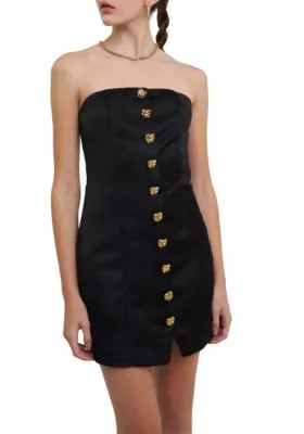 Endless Rose Women's Strapless Button Accent Mini, Black, Medium | Belk