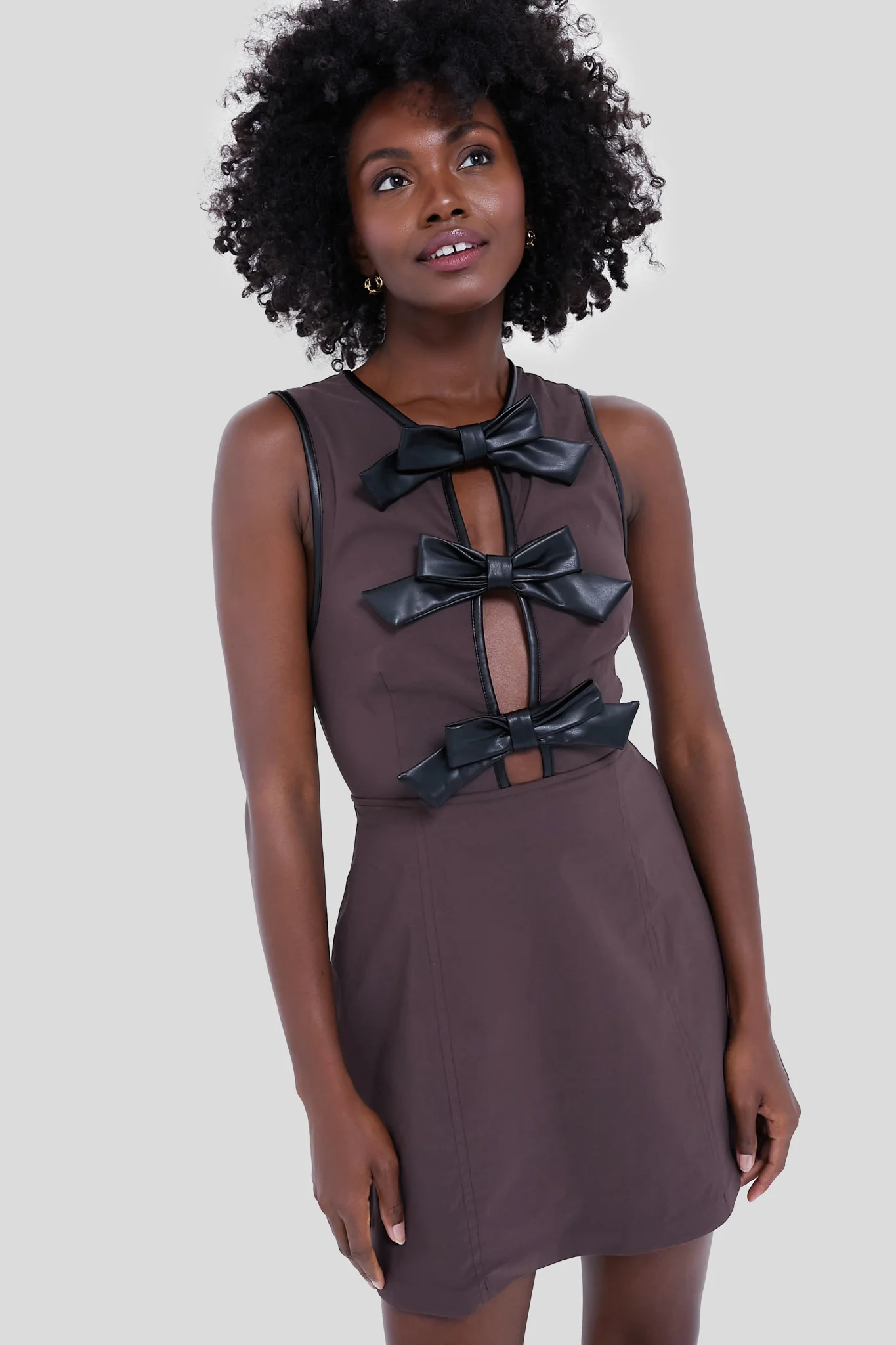 Brown and Black Piped Peplum Mini Dress | Tuckernuck (US)