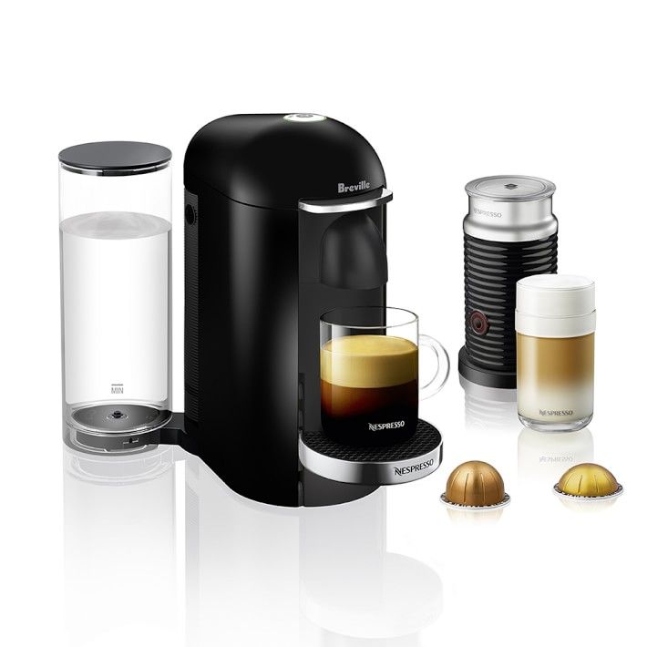 Nespresso VertuoPlus Deluxe Coffee Maker &amp;amp; Espresso Machine Milk Frother, Piano Black | Williams-Sonoma