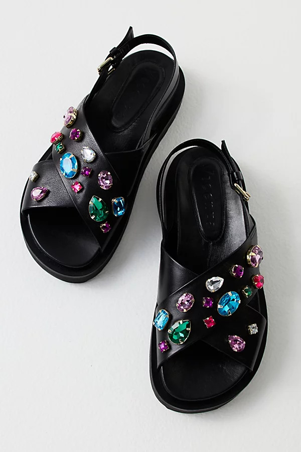 Rock Candy Embellished Sandals by Vicenza at Free People, Black Multi, EU 38 | Free People (Global - UK&FR Excluded)