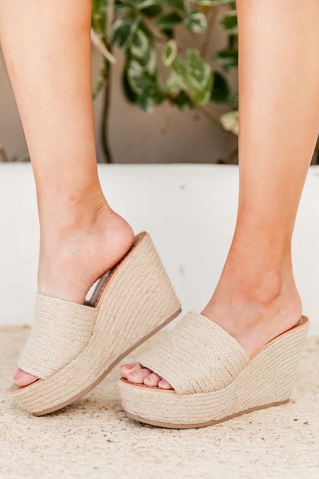 Tabitha Jute Tan Wedges | Pink Lily