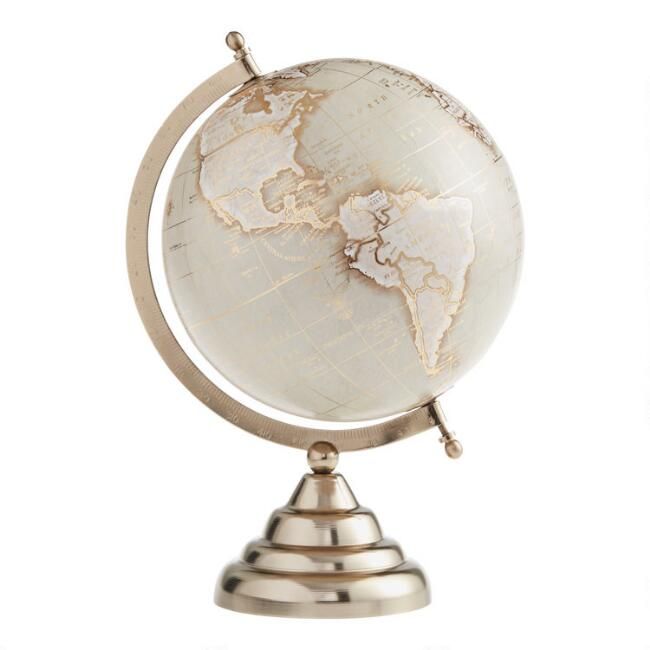 Taupe And Gold Globe On Stand | World Market
