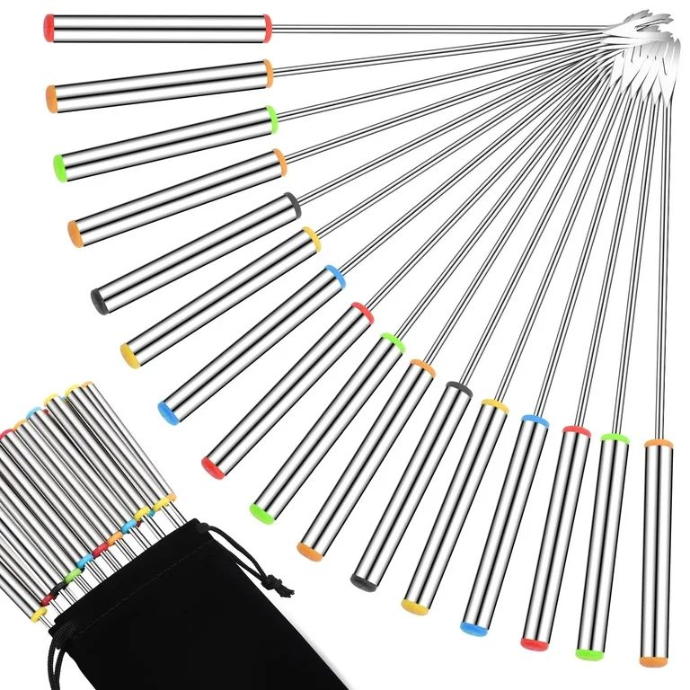 18 PCS Fondue Forks Stainless Steel,9.3inch Color Coding Cheese Fondue Forks with Heat Resistant ... | Walmart (US)
