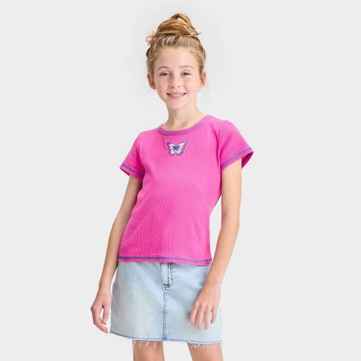 Girls' Short Sleeve Embroidered T-Shirt - art class™ | Target