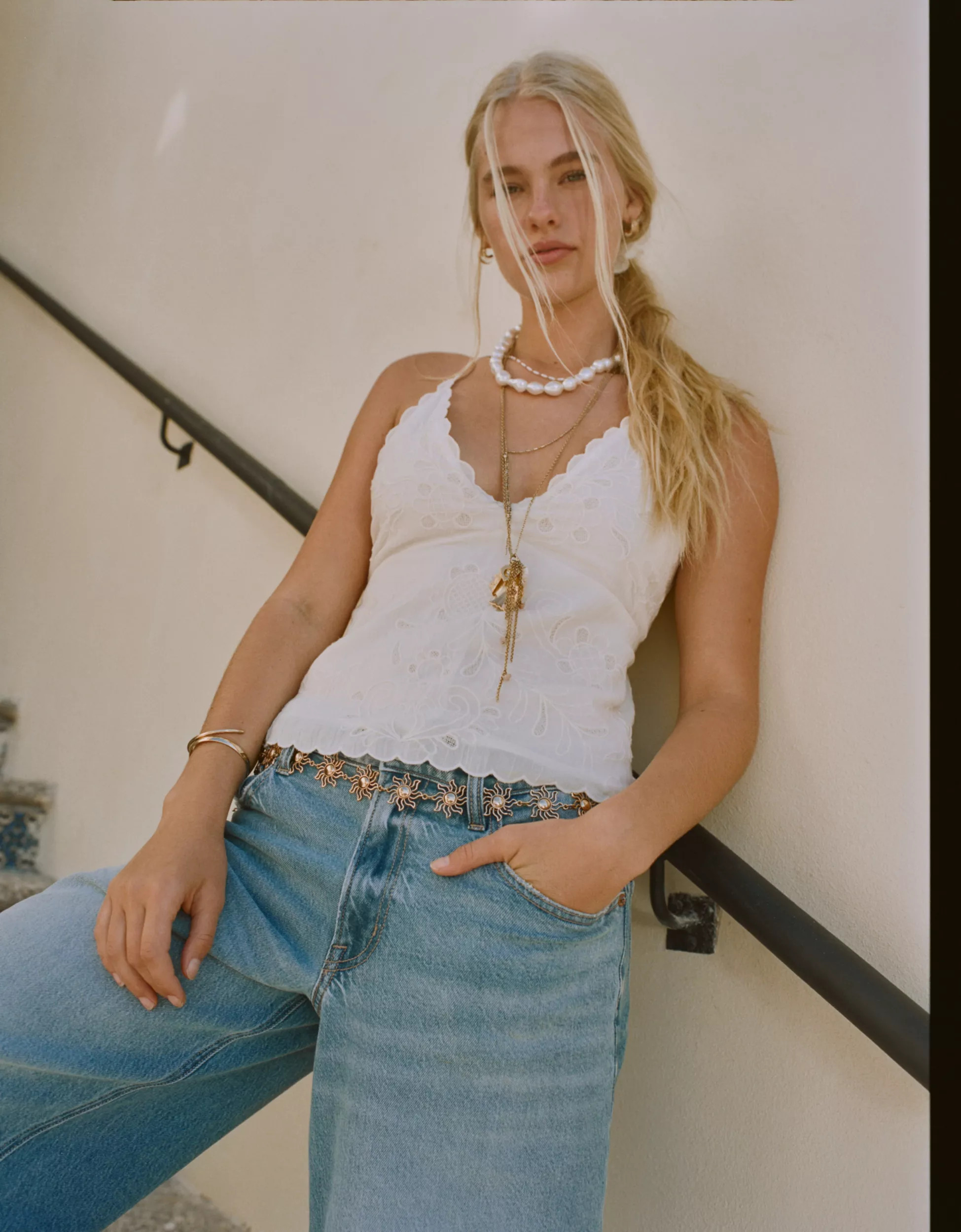 AE V-Neck Embroidered Halter Top | American Eagle Outfitters (US & CA)