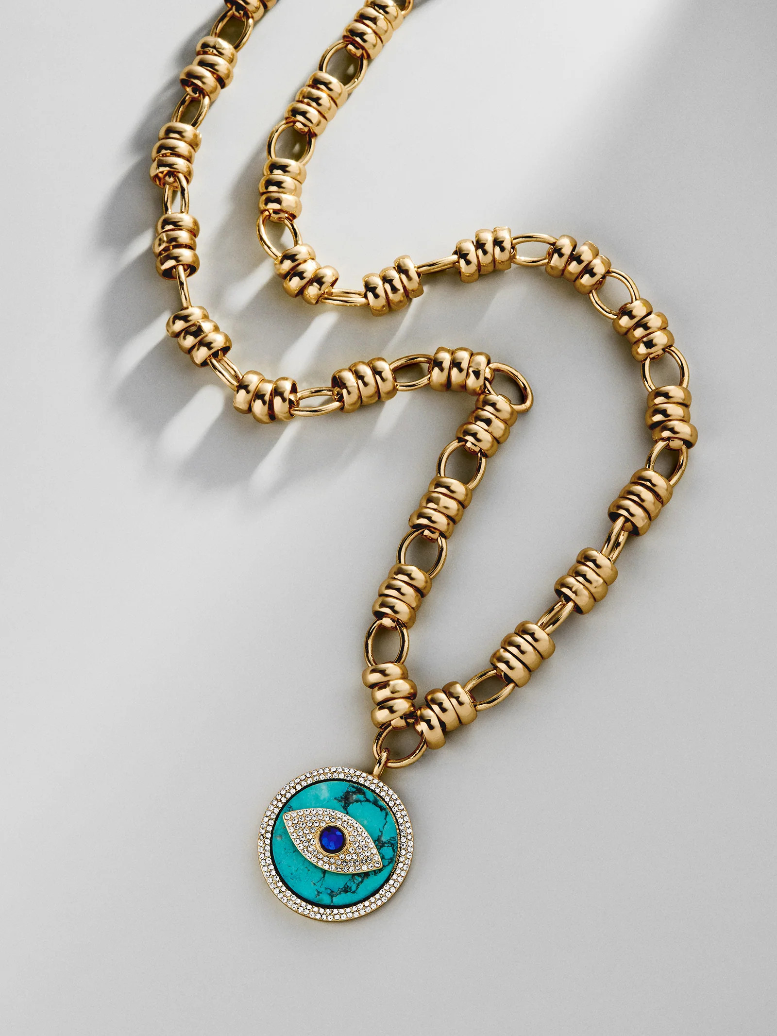 Sohla Evil Eye Statement Necklace - Gold/Turquoise | BaubleBar