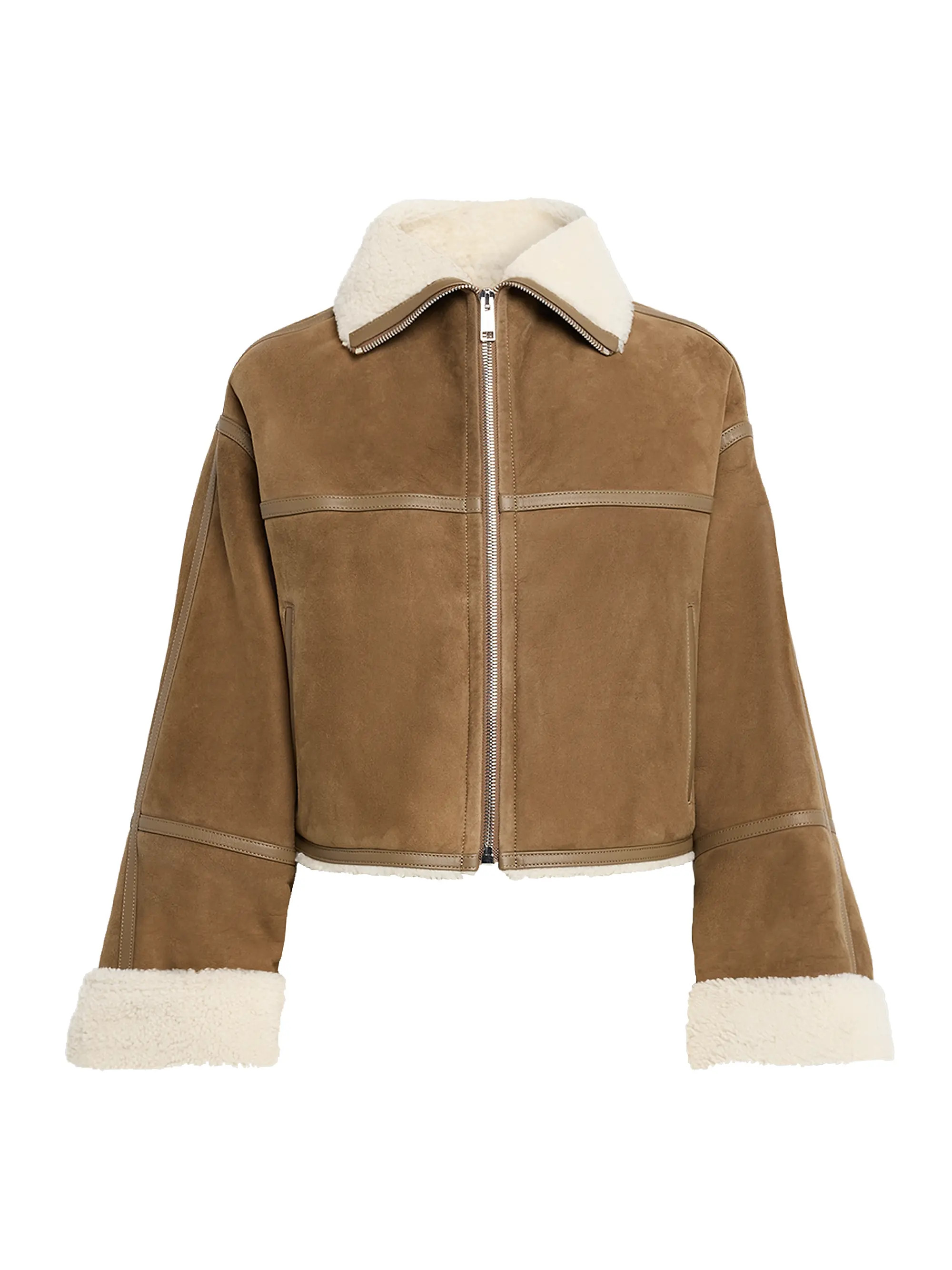 Veste Shearling Zip-Front Crop Jacket | Saks Fifth Avenue